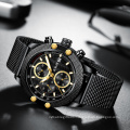 2019 New Mens B RAY 9010 Fashion Casual Watch For Men Date Quartz Wrist Watches Sport Chronograph Mesh Belt Steel Watch